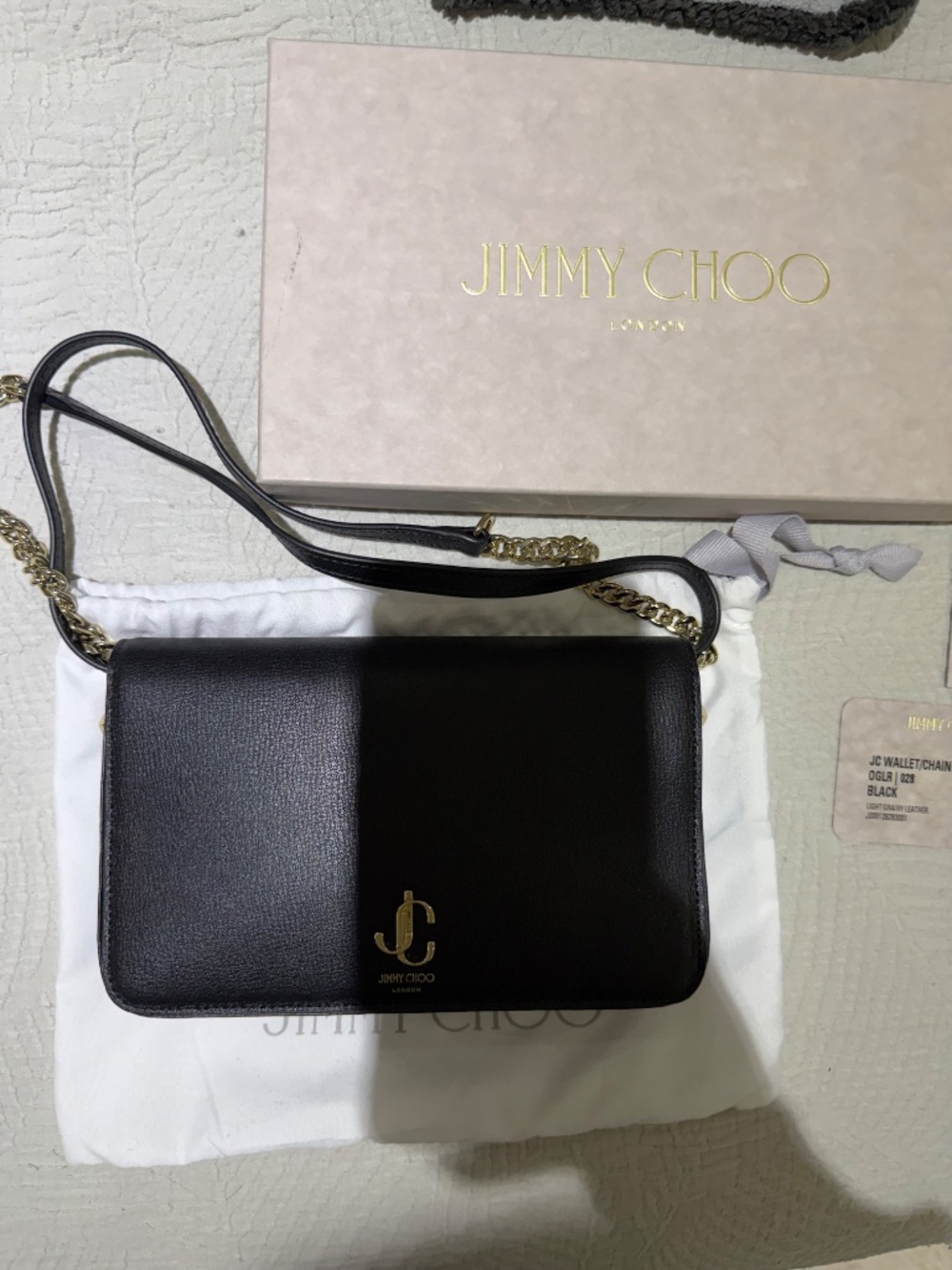 Jimmy Choo JC Wallet/Chain Black Leather Bag - Picture 2 of 7